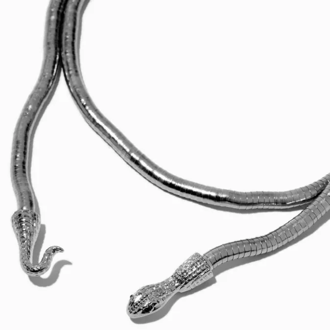 ICING Silver-tone Snake Wrap Necklace