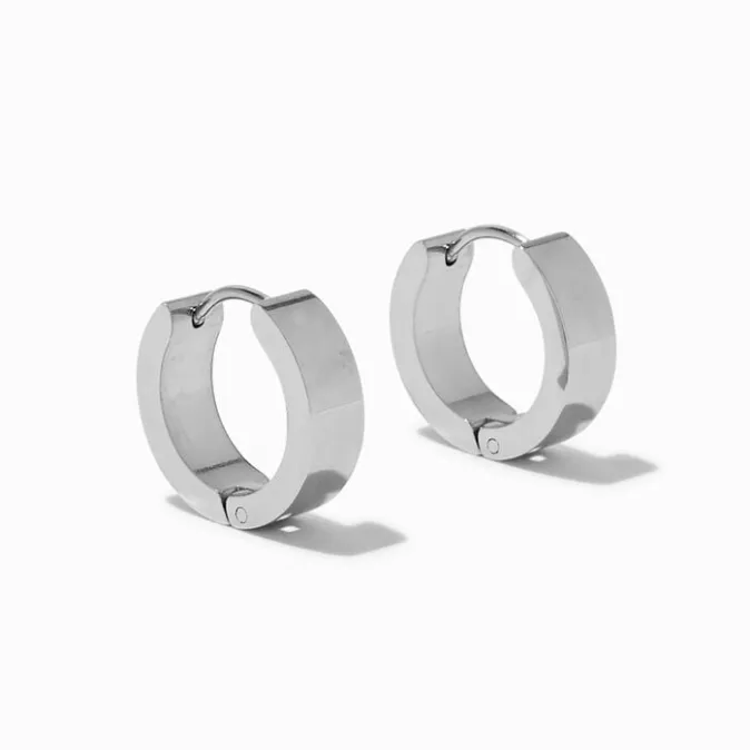 ICING Silver-tone Stainless Steel 12MM Huggie Hoop Earrings