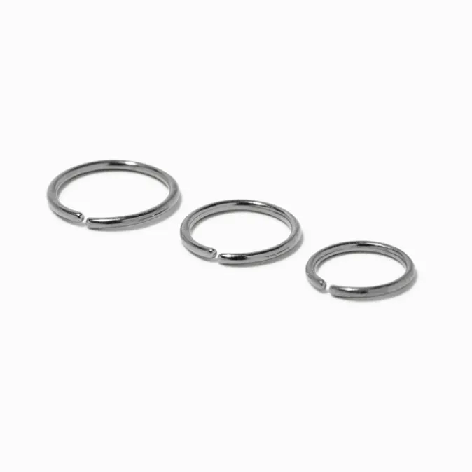 ICING Silver-tone Stainless Steel Mixed 20G Nose Hoops - 3 Pack