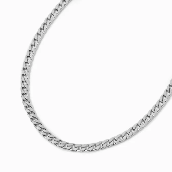 ICING Silver-tone Stainless Steel 6MM Curb Chain Necklace