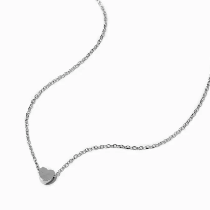 ICING Silver-tone Stainless Steel Heart Pendant Necklace