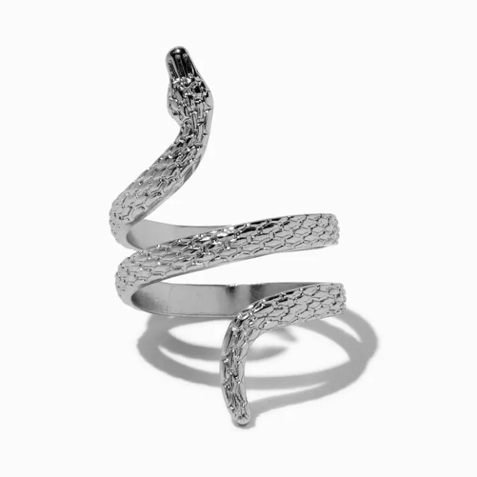 ICING Silver-tone Textured Wrap Snake Ring