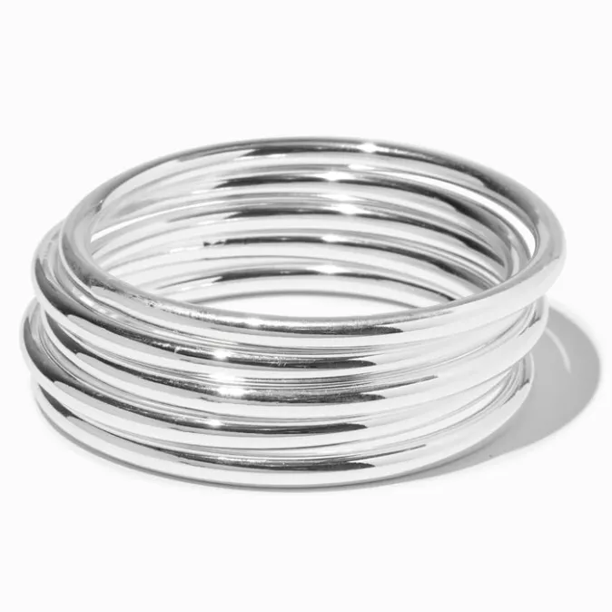 ICING Silver-tone Thick Bangle Bracelets - 5 Pack