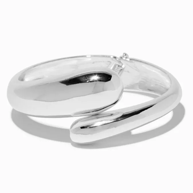 ICING Silver-tone Thick Double Molten Cuff Bracelet