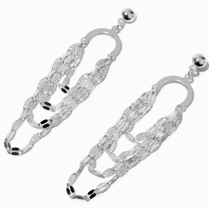 ICING Silver-tone Tinsel Layered 3" Drop Earrings