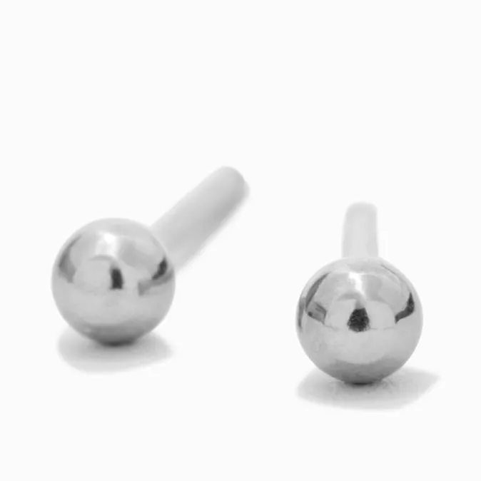 ICING Stainless Steel 3mm Ball Long Post Studs Ear Piercing Kit with Ear Care Solution
