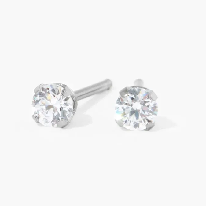 ICING Stainless Steel 3mm CZ Studs Ear Piercing Kit with Ear Care Solution