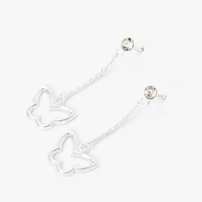 ICING Sterling Silver Butterfly Drop Earrings