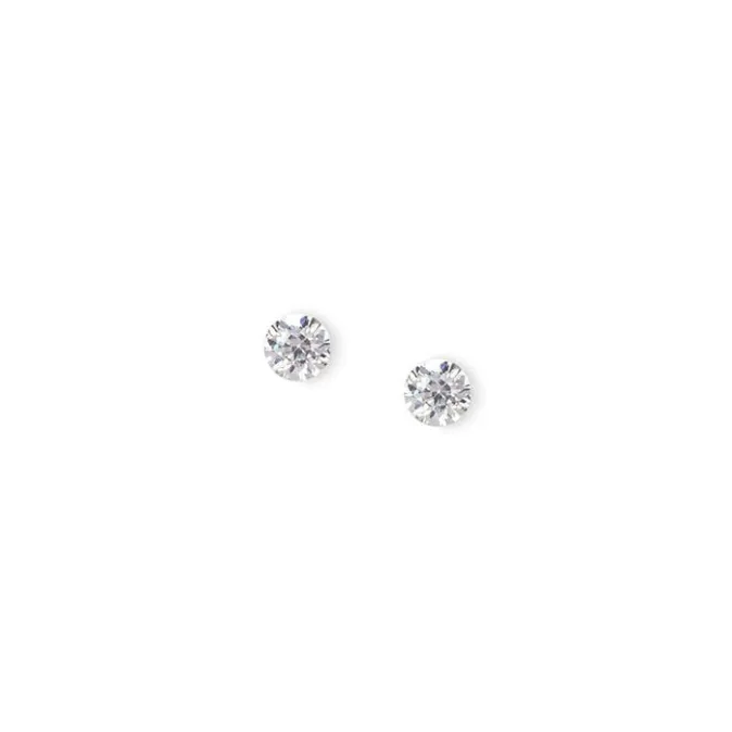 ICING Sterling Silver Cubic Zirconia Round Martini Stud Earrings - 4MM