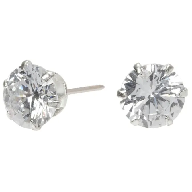 ICING Sterling Silver Cubic Zirconia Round Stud Earrings - 10MM