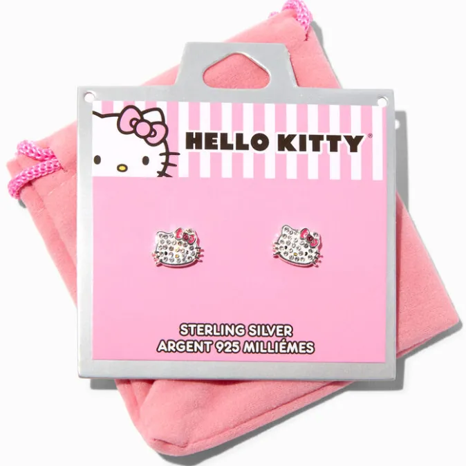 ICING Sterling Silver Hello Kitty&reg; Pav&eacute; Crystal Stud Earrings