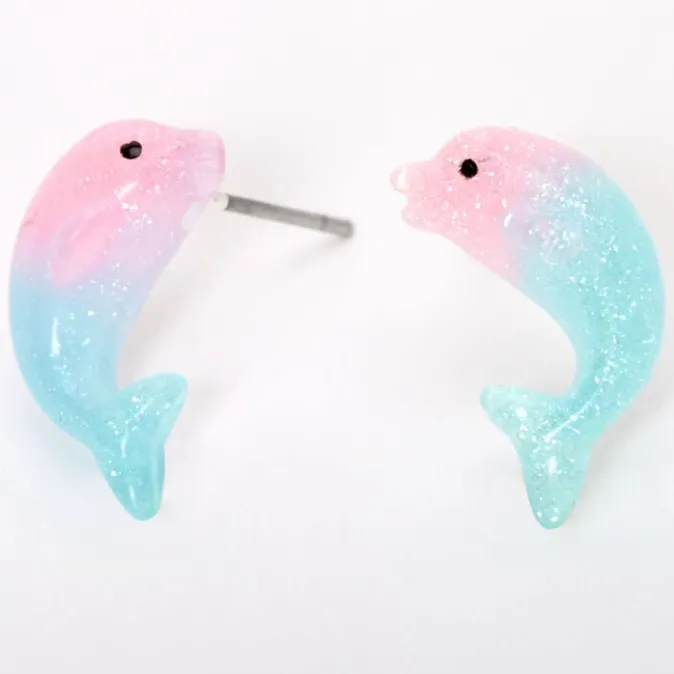 ICING Sterling Silver Post Pastel Ombr&eacute; Dolphin Stud Earrings