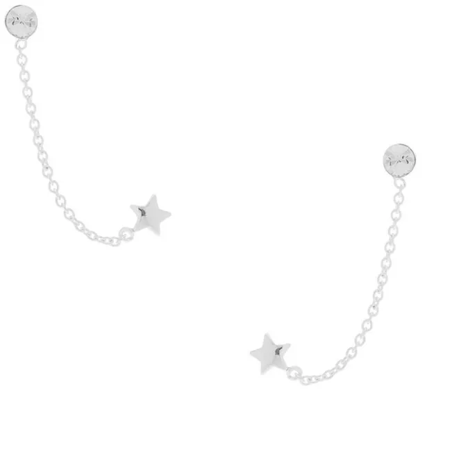 ICING Sterling Silver Star Connect Double Stud Earrings