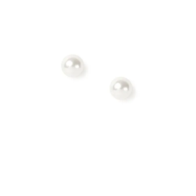 ICING Sterling Silver White Glass Pearl Stud Earrings