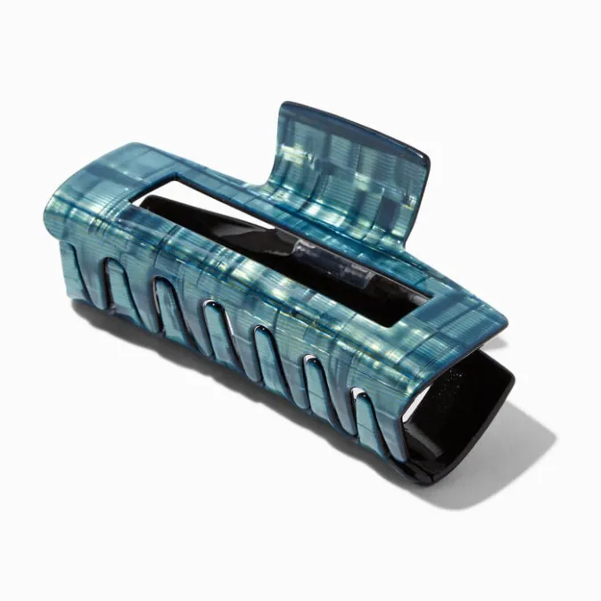 ICING Teal Patterned Large Rectangle Hair Claw