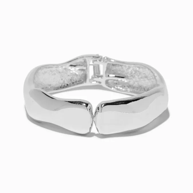 ICING Thick Silver-tone Hinged Bangle Bracelet