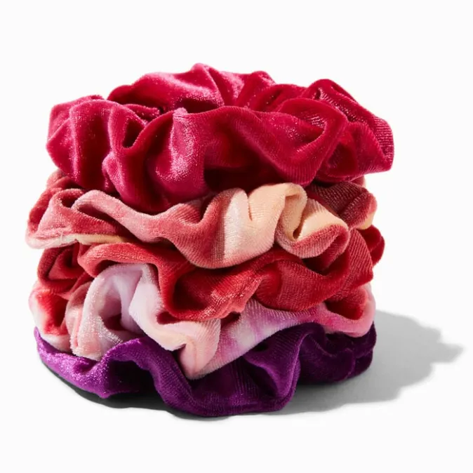 ICING Tie Dye & Solid Velvet Hair Scrunchies - 5 Pack