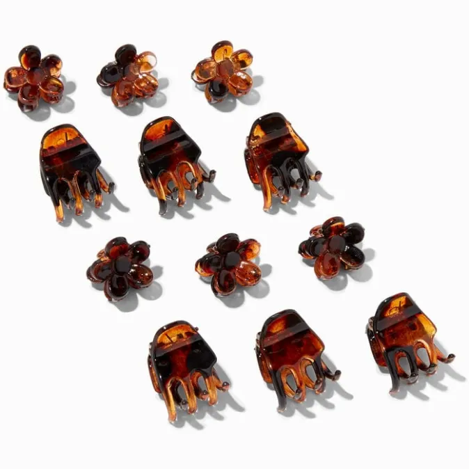ICING Tortoiseshell Daisy Mini Hair Claws - 12 Pack