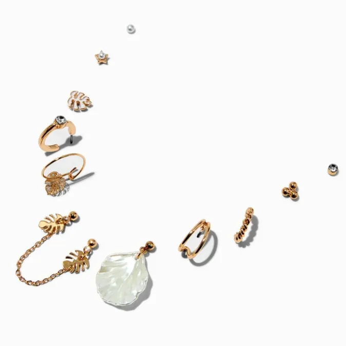 ICING Tropical Vibes Gold-tone Earring Stackables Set - 11 Pack
