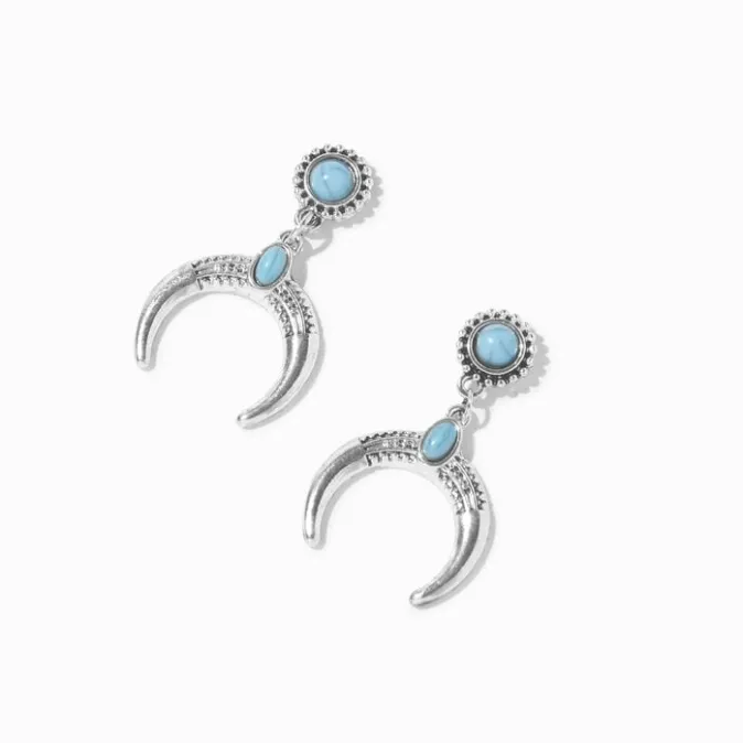 ICING Turquoise Horn Silver 1'' Drop Earrings
