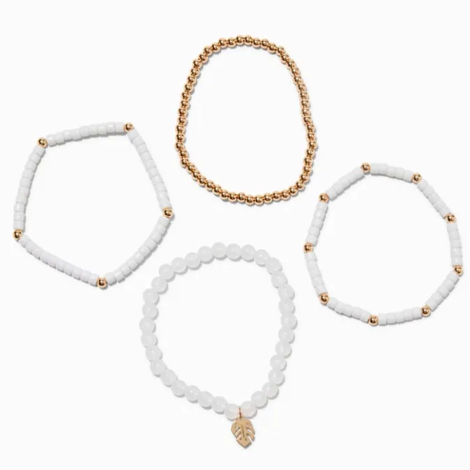 ICING White & Gold-tone Stretch Bracelets - 4 Pack