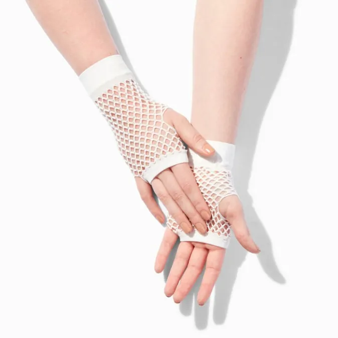 ICING White Fishnet Fingerless Gloves