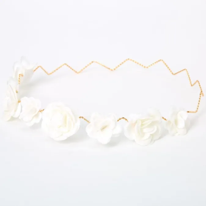 ICING White Glitter Roses Flower Crown Headwrap