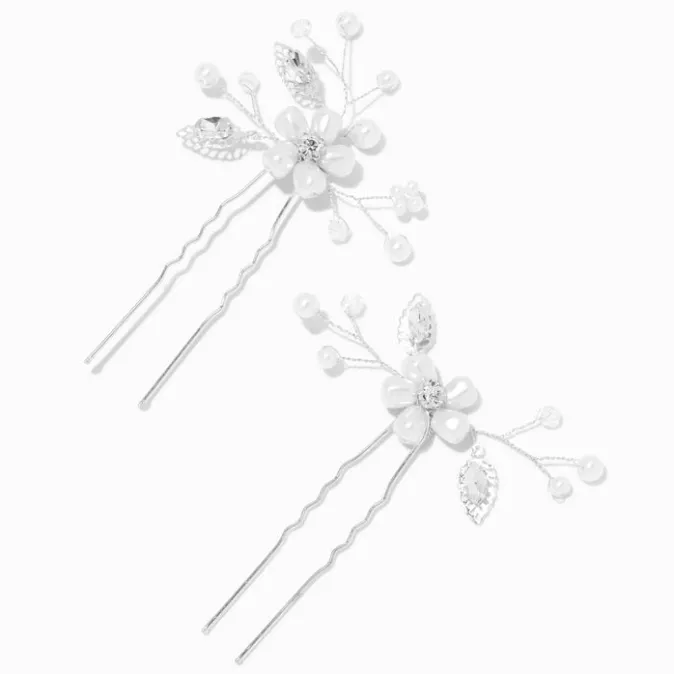 ICING White Pearl Leaf Spray Hair Pins - 2 Pack