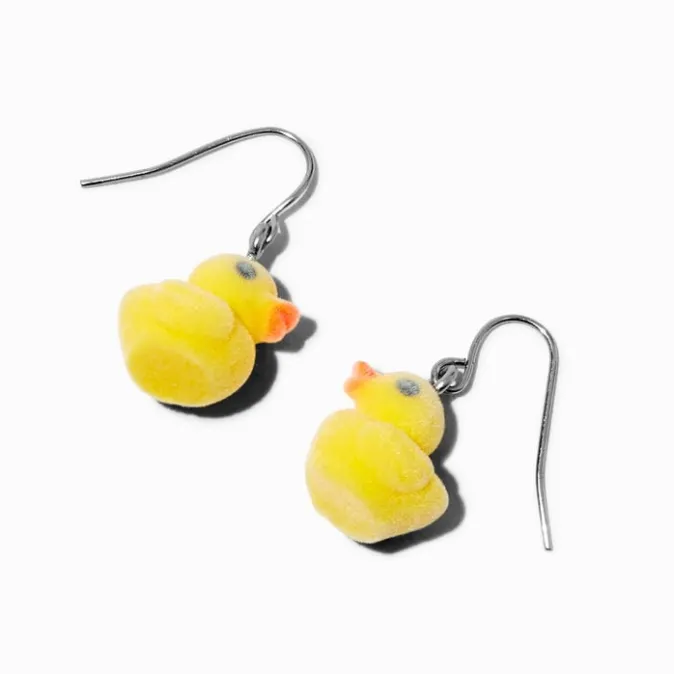 ICING Yellow Rubber Ducky Flocked Drop Earrings